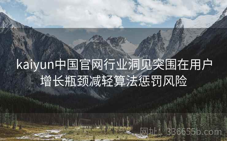 kaiyun中国官网行业洞见突围在用户增长瓶颈减轻算法惩罚风险